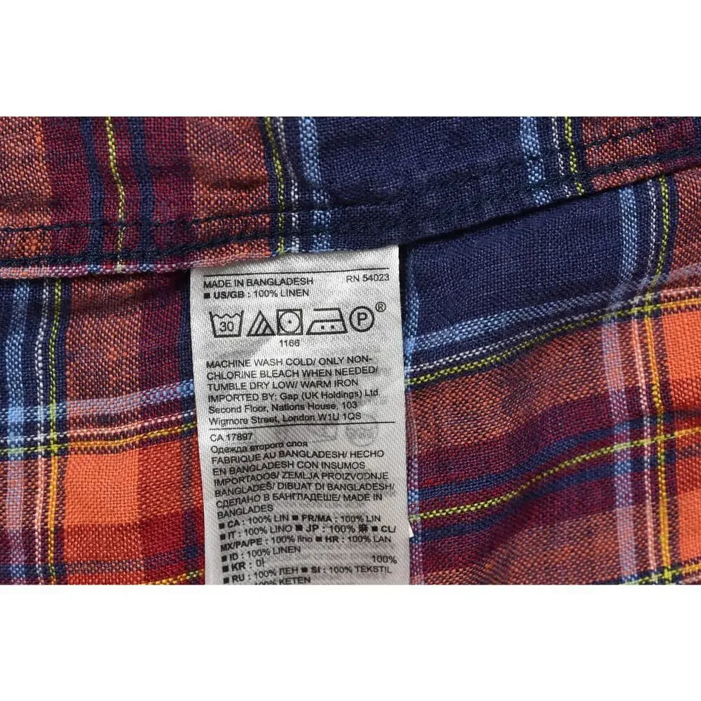 Banana Republic Camden Fit Linen Plaid Shirt Men's Big & Tall Size XXL
